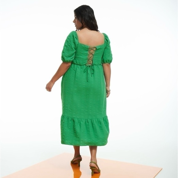 Woven Tiered Midi Dress with Laced-Up Back - Addition Elle Size X = Size 12 - Picture 6 of 16